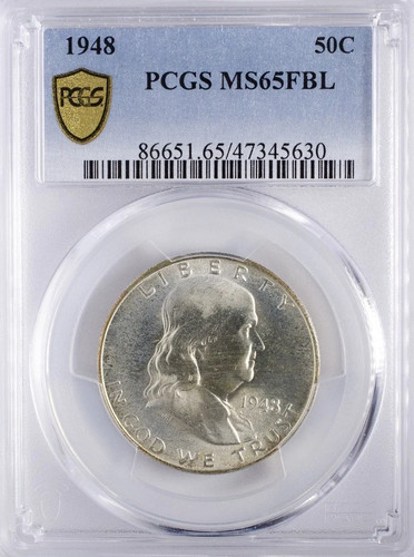 1948 franklin half pcgs - franklin, ms65