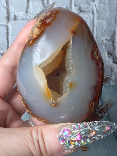 Druzy cave agate egg - cave, –