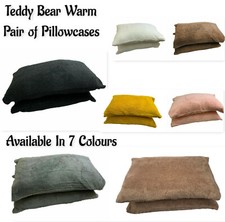 Teddy Bear Fleece Pair of Pillowcases Thermal Sherpa Warm Pillow Cover 50x75cm 