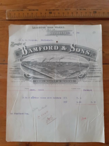 1909 letterhead bamford - 1909, sons