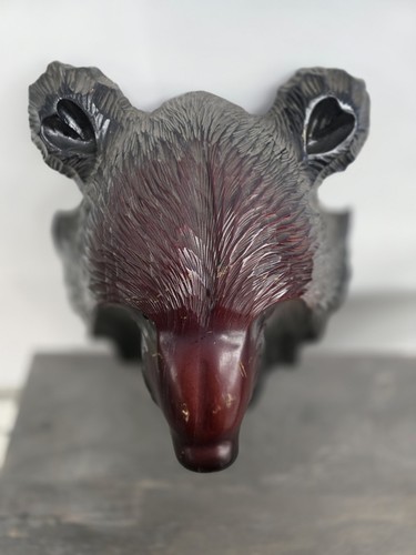 Carved wooden bear - bear, red