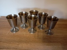 Set Of 6 Bow Cast Pewter Goblits 4.5'" Made In England Ideal Props Collectables