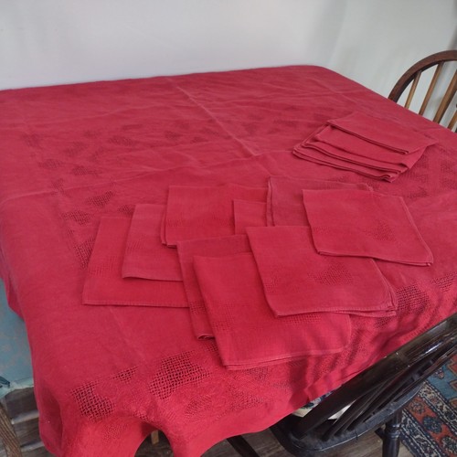 Vintage table linens red - vintage, cut