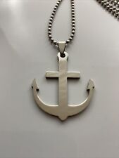 A Stainless Steel Anchor  ( 39mm x 32mm) Charm Dog Tag , 30" Chain Necklace