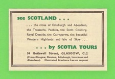 Small Advert 1955 - Scotia Tours of Glasgow - See Scotland - Edinburgh Skye etc