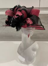 Jacques Vert Fuschia Purple Black Feathers Swirls Wedding Ladies Day Races Hat