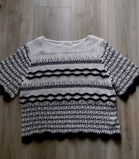New without tags Per Una black & white Crochet Style Short Sleeve Jumper Size M