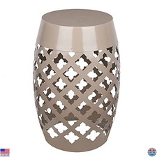 Vipush Outdoor Lace Cut Iron Side Table - Brown Patio Garden Stool & Coffee