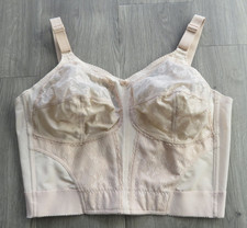TRIUMPH DOREEN CLASSIC LONGLINE NON WIRED SKIN NUDE LACE BRA TOP UNDERWEAR 44 DD