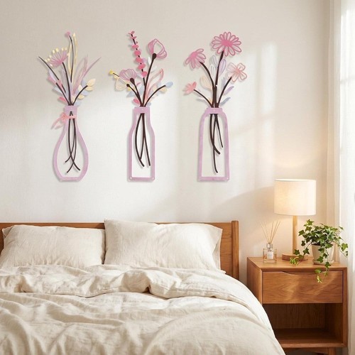 Metal floral wall art set - wall, art,