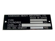 Kawasaki marker data plate - marker,