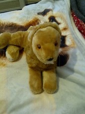 Vintage Lion Stuffed Toy Animal Lying Down 12" Long