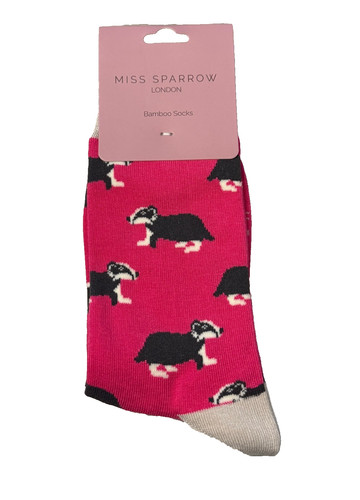 Miss sparrow badger socks - socks, pink