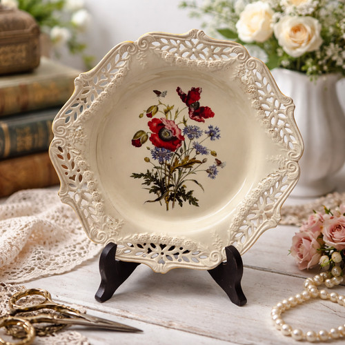 Royal creamware poppies - royal,
