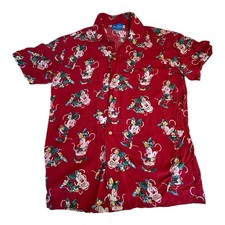 Vintage Disney Hawaiian shirt Tokyo disney resort Minnie mouse red rayon Mens M