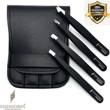 4 in 1 Eyebrow Tweezers Set for Plucking & Shaping – Slant, Point, Flat, Angled