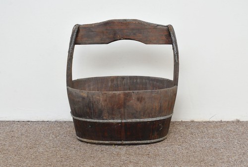 Old vintage wooden rice - wooden, bucket
