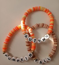 Autumn Themed Clay Bead Bracelets Set Of 3 Handmade