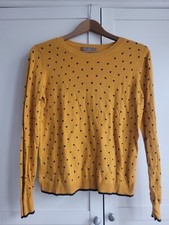 Oasis Heart Print Jumper, Size 10, Mustard