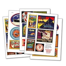 Vintage luggage Steamer Atlantic liner trunk reproduction sticker labels 