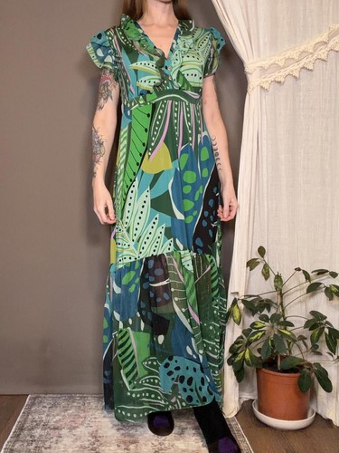 Hippie boho maxi dress - dress, green