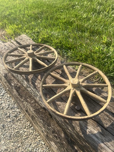 Vintage pair wooden spoked - pair,