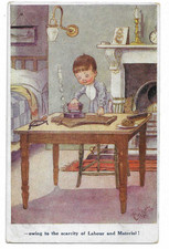 WW1 Postcard by Gilson ...Owing to The Scarcity of Labour and Material!
