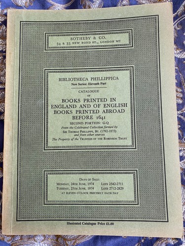 Sotheby auction catalogue - auction, 1974