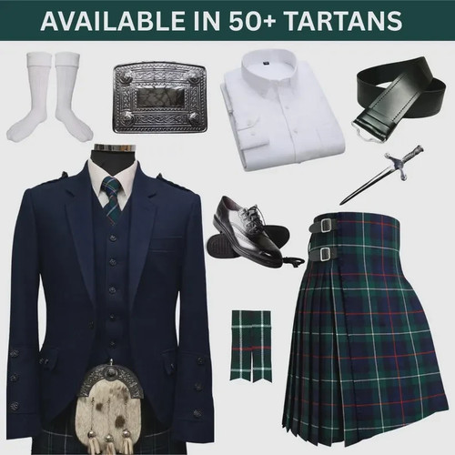 Navy blue argyle kilt - blue,