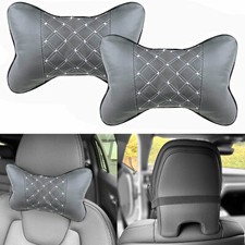 2x Car Headrests GRAY White