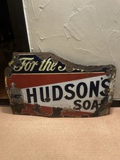 Very Early Hudsons Soap For The People Original Enamel Advertising Sign Vintage!