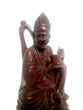 LOVELY FINE ANTIQUE 19th CENTURY CHINESE QING ROSEWOOD IMMORTAL FIGURINE CARVING