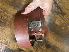 Vintage Tan Real Leather Belt 38" Silver Buckle Detail Western 70s Style Worn In
