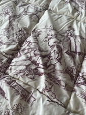 Vintage BJT Made In France Toile De Jouy Quilted Bedspread/Topper, Wool Filled