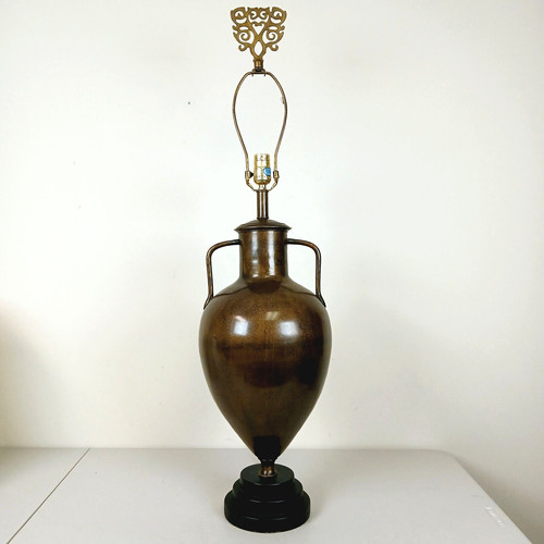 Tall brass amphora table lamp - amphora,