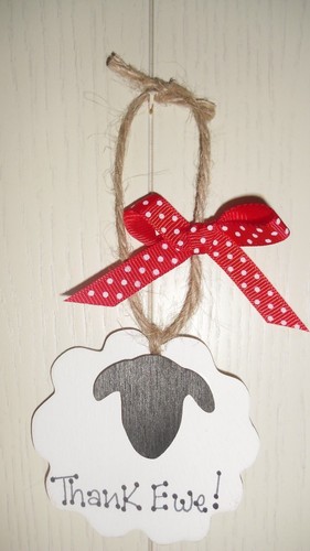 Thank you sheep plaque - (ewe),