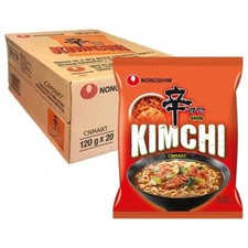Nongshim Kimchi Ramyun Instant Noodles, 120g - Halal, Vegan, Pack of 20 - Ramen