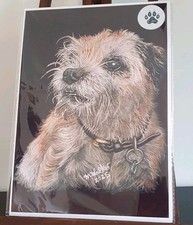 Border Terrier Limited Edition Art Print By UK Artist A4 size 