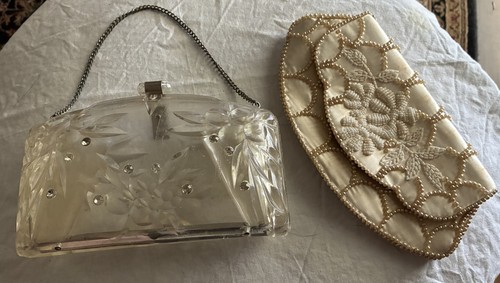 Vtg lucite 1950s clutch - 1950s, cherry