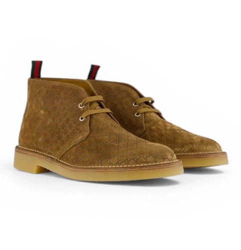 Gucci print suede boots - gucci, gg