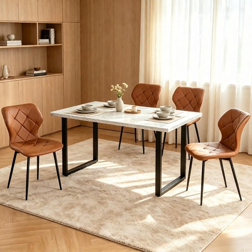 Wooden table marble effect - wooden,