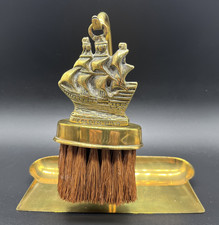 Vintage Brass “Golden Hind” Ship Crumb Brush & Pan Set Nautical Table Cleaner