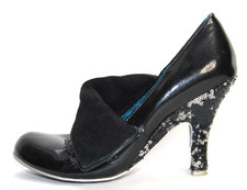 IRREGULAR CHOICE Flick Flack black patent & sequin cuffed shoes UK 4 EU 37