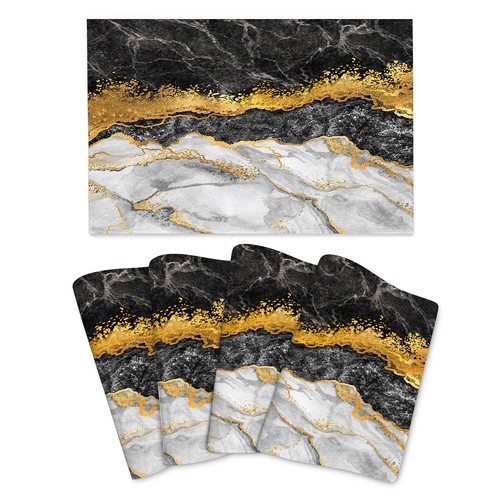 Black gold marble - marble, placemats