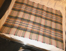 Vintage Scotts Of Stow tartan travel or picnic blanket, 100% wool 62" x 41"