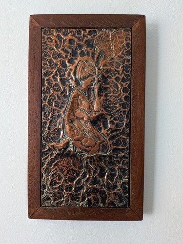 Vintage embossed copper wall - embossed,