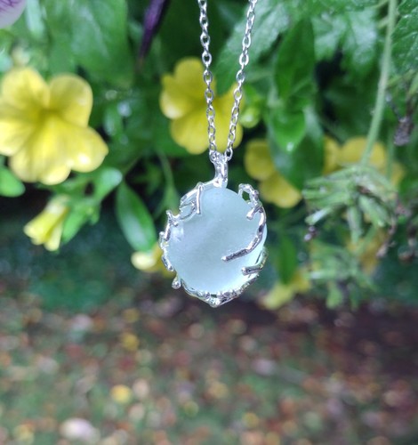 Sea glass necklace seafoam col - sea,