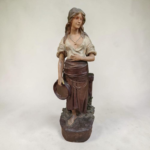 Art nouveau lady tambourine - lady,