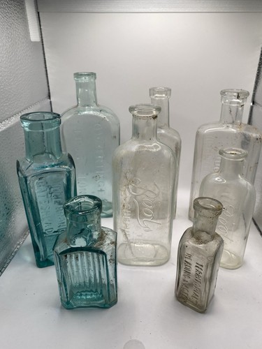 Edwardian glass bottles - glass,