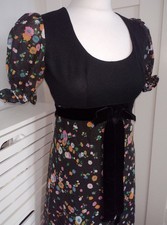 Authentic vintage '70s Black Floral Maxi Dress Size 8 To 10, Party Dress